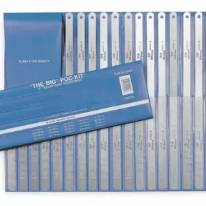 20 Piece Steel Feeler Gauge Assortment, "The Big" Poc-Kit, 1/2" Wide x 12" Long Blades, 19990, 19G40