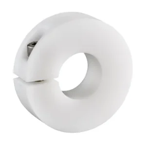 Slit Shaft Collar, ID 8mm x OD 25mm, 10mm Long, Plastic POM (White), SCS0810X
