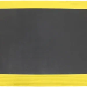 Ergomat XL Bubble Down With Yellow Bevel Mat, 120cm Long x 120cm Wide, 2.5cm Thick, Polyurethane (Grey), BDXL120120-YB