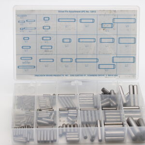 176 Piece Dowel Pin Assortment, Alloy Steel, 12912