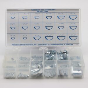 250 Piece Woodruff Key Assortment, Steel, 12940