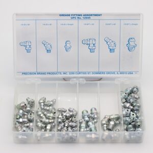 90 Piece Grease Fitting Assortment Kit, Alloy Steel, 12945