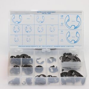 255 Piece Metric E-Clip Assortment, Steel, 13990