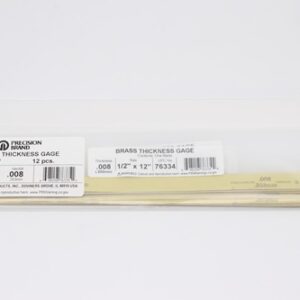 0.008" Thick Feeler Gauge Brass, 1/2" Wide x 12" Long Blades, Pack of 12, 76335