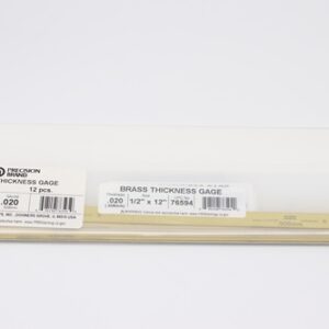 0.020" Thick Feeler Gauge Brass, 1/2" Wide x 12" Long Blades, Pack of 12, 76595
