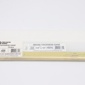 0.024" Thick Feeler Gauge Brass, 1/2" Wide x 12" Long Blades, Pack of 12, 76675