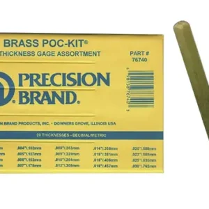 20 Piece Feeler Gauge Brass Poc-Kit Assortment, 1/2โณ Wide x 5โณ Long Blades, 76740