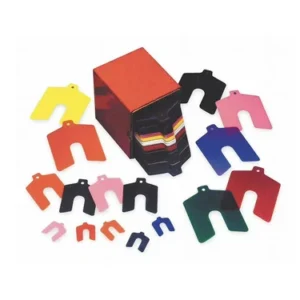 Plastic Color Coded Slotted Shim .0005" Thick, 1" x 1", Pack of 20, Silver, 42100