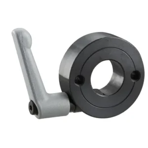 Wedge-lok Shaft Collar with 2 Threaded Holes and Lever, ID 15mm x OD 40mm, 15mm Long, Steel S45C (Black Oxide Finish), SCK1515CN2S