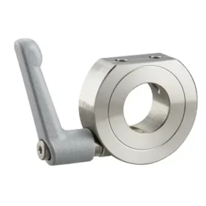 D-Cut Shaft Collar, Wedge-lok With Threaded Holes and Lever, ID 10mm x OD 35mm, 15mm Long, 304 Stainless Steel, SCK1015STNS
