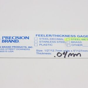 0.04mm Thick, Spring Steel C1095 Metric Feeler Gauge 12.7mm Wide x 127mm Long Blades, Pack of 10, 09304