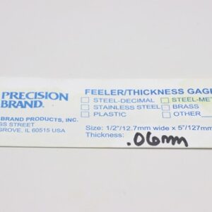 0.06mm Thick, Spring Steel C1095 Metric Feeler Gauge 12.7mm Wide x 127mm Long Blades, Pack of 10, 09306