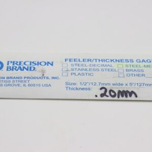 0.20mm Thick, Spring Steel C1095 Metric Feeler Gauge 12.7mm Wide x 127mm Long Blades, Pack of 10, 09320