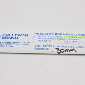 0.30mm Thick, Spring Steel C1095 Metric Feeler Gauge 12.7mm Wide x 127mm Long Blades, Pack of 10, 09330