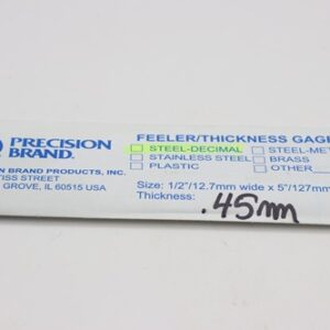 0.45mm Thick, Spring Steel C1095 Metric Feeler Gauge 12.7mm Wide x 127mm Long Blades, Pack of 10, 09345