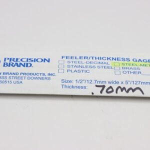 0.70mm Thick, Spring Steel C1095 Metric Feeler Gauge 12.7mm Wide x 127mm Long Blades, Pack of 10, 09370