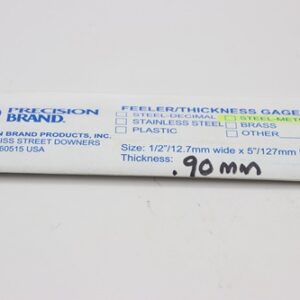 0.90mm Thick, Spring Steel C1095 Metric Feeler Gauge 12.7mm Wide x 127mm Long Blades, Pack of 10, 09390