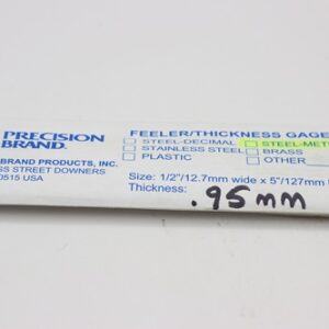 0.95mm Thick, Spring Steel C1095 Metric Feeler Gauge 12.7mm Wide x 127mm Long Blades, Pack of 10, 09395