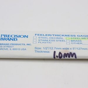 1.0mm Thick, Spring Steel C1095 Metric Feeler Gauge 12.7mm Wide x 127mm Long Blades, Pack of 10, 09400