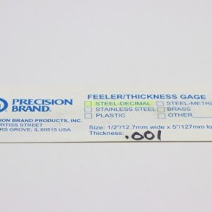 0.001" Thick Feeler Gauge Carbon Steel, 1/2" Wide x 5" Long Blades, Pack of 10, 19115, 19R1