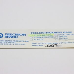 0.002" Thick Feeler Gauge Carbon Steel, 1/2" Wide x 5" Long Blades, Pack of 10, 19165, 19R2