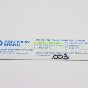 0.003" Thick Feeler Gauge Carbon Steel, 1/2" Wide x 5" Long Blades, Pack of 10, 19205, 19R3