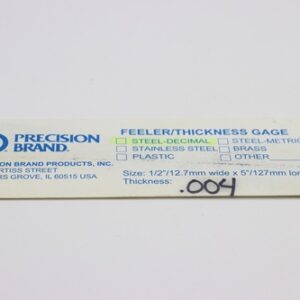 0.004" Thick Feeler Gauge Carbon Steel, 1/2" Wide x 5" Long Blades, Pack of 10, 19230, 19R4