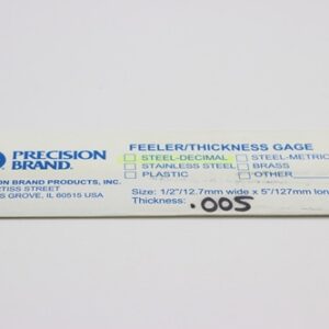 0.005" Thick Feeler Gauge Carbon Steel, 1/2" Wide x 5" Long Blades, Pack of 10, 19255, 19R5