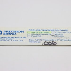 0.006" Thick Feeler Gauge Carbon Steel, 1/2" Wide x 5" Long Blades, Pack of 10, 19280, 19R6