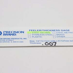 0.007" Thick Feeler Gauge Carbon Steel, 1/2" Wide x 5" Long Blades, Pack of 10, 19305, 19R7