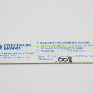 0.008" Thick Feeler Gauge Carbon Steel, 1/2" Wide x 5" Long Blades, Pack of 10, 19330, 19R8