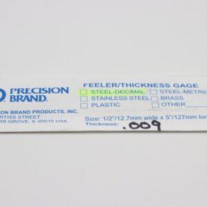0.009" Thick Feeler Gauge Carbon Steel, 1/2" Wide x 5" Long Blades, Pack of 10, 19335, 19R9
