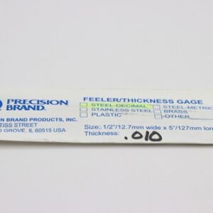 0.010" Thick Feeler Gauge Carbon Steel, 1/2" Wide x 5" Long Blades, Pack of 10, 19380, 19R10