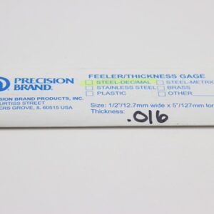 0.016" Thick Feeler Gauge Carbon Steel, 1/2" Wide x 5" Long Blades, Pack of 10, 19510, 19R16