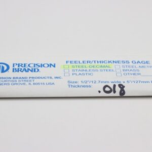 0.018" Thick Feeler Gauge Carbon Steel, 1/2" Wide x 5" Long Blades, Pack of 10, 19550, 19R18
