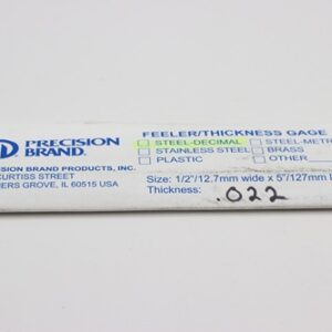 0.022" Thick Feeler Gauge Carbon Steel, 1/2" Wide x 5" Long Blades, Pack of 10, 19630, 19R22