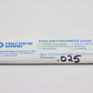 0.025" Thick Feeler Gauge Carbon Steel, 1/2" Wide x 5" Long Blades, Pack of 10, 19695, 19R25