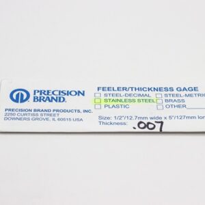 0.007" Thick, 300 Series Feeler Gauge Stainless Steel 1/2" x 5" Long Blades, Pack of 10, 77305