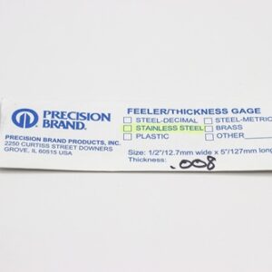 0.008" Thick, 300 Series Feeler Gauge Stainless Steel 1/2" x 5" Long Blades, Pack of 10, 77330