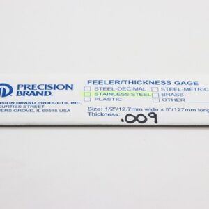 0.009" Thick, 300 Series Feeler Gauge Stainless Steel 1/2" x 5" Long Blades, Pack of 10, 77355